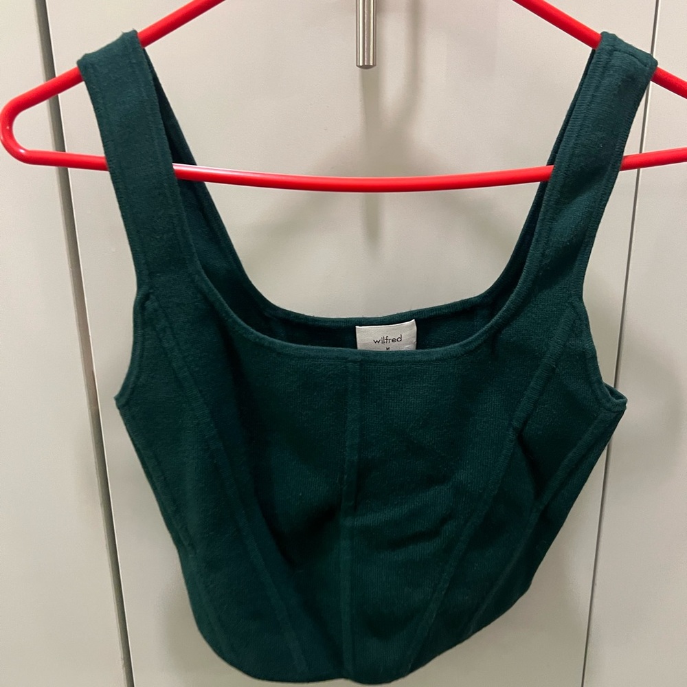 Aritzia Wilfred Dark Green Cropped Tank Top